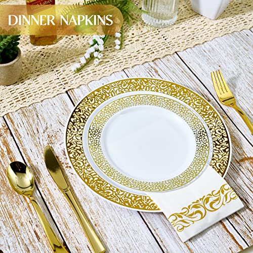 Vplus 600 Pack Paper Napkins Guest Towels Disposable Premium Quality 3ply Dinner Napkins Disposable Soft Absorbent for Kitchen Wedding Parties Dinners or EventsGold - Image 5