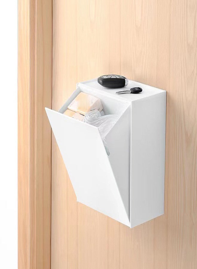 Wall Mounted Storage Box Flip Lid Design Space Saving Large Capacity Wall Mounted Storage Organizer Box for Cotton Swab Floss Tissue White - Image 4