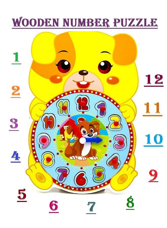 FunBlast Wooden Clock Puzzle Toy Teaching Clock Learning Educational Toys For 3+ Years Kids;Boys;Children (Dog) - Image 3