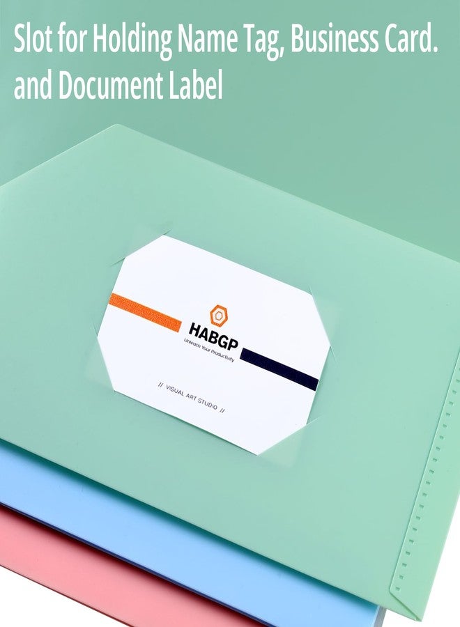 HABGP 6 Pack Colored File Folders with Pockets and Business Card Holder, Pastel Decorative Pocket Folders for Documents, Cute Plastic Folders for Filing Cabinet, School, Office, Resume Portfolio - Image 4
