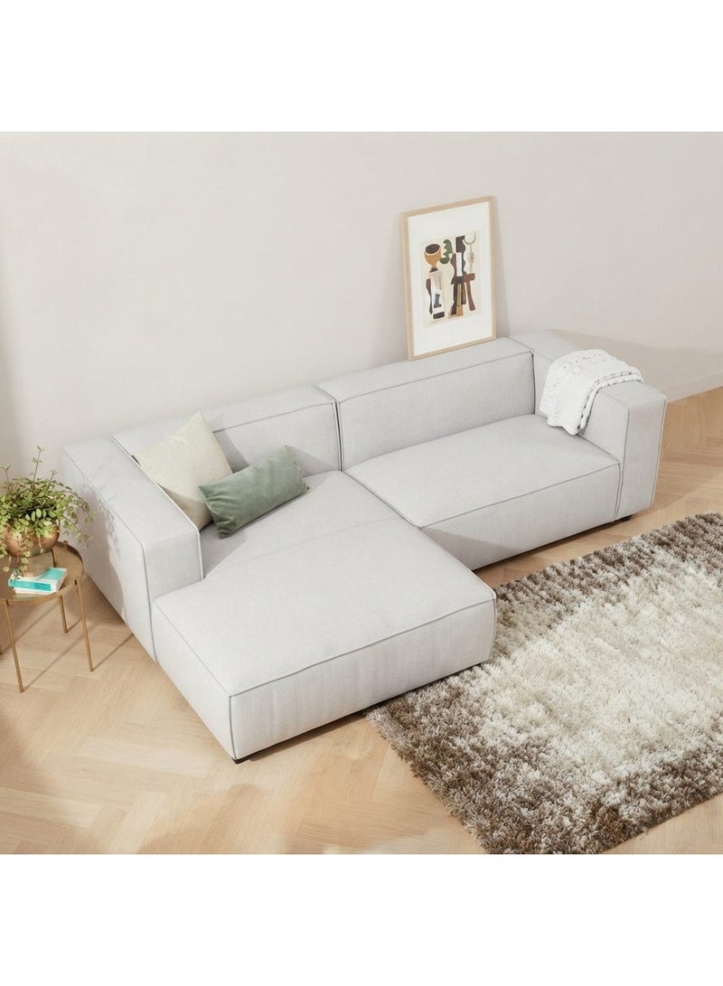 بيغ بيج ركنة شكل L خشب زان قماش كتان، 200×170 ×80 سم - اوف وايت - Image 3