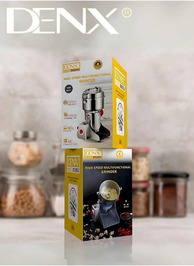 Denx - 800g Spice Grinder, 430 Stainless Steel Powder Grinder, Ultra-Fine Grinding Technology, Can Grind Coffee Beans and Grains, Suitable for Home/Restaurant/Hotel - Image 1