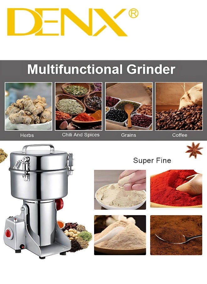 Denx - 800g Spice Grinder, 430 Stainless Steel Powder Grinder, Ultra-Fine Grinding Technology, Can Grind Coffee Beans and Grains, Suitable for Home/Restaurant/Hotel - Image 1