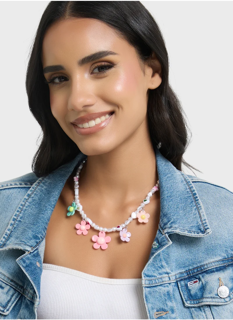 Ginger Floral Pearl Necklace