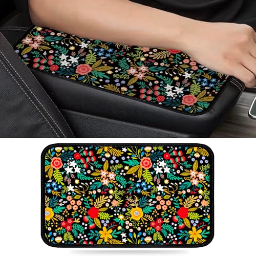 Mokiwala Garden wildflowers Universal Armrest Cover Pad Car Center Console Cushion Pad Protect from Pet Claws Dirt and Sticky Fingers Comfortable Car Decor Accessories Fit for Most Cars Vehicles SUVs - Image 3