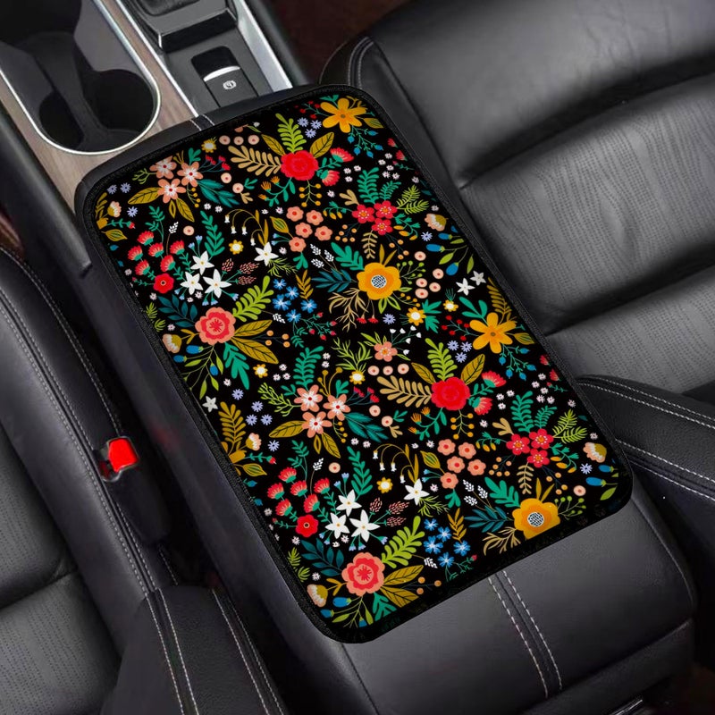 Mokiwala Garden wildflowers Universal Armrest Cover Pad Car Center Console Cushion Pad Protect from Pet Claws Dirt and Sticky Fingers Comfortable Car Decor Accessories Fit for Most Cars Vehicles SUVs - Image 2