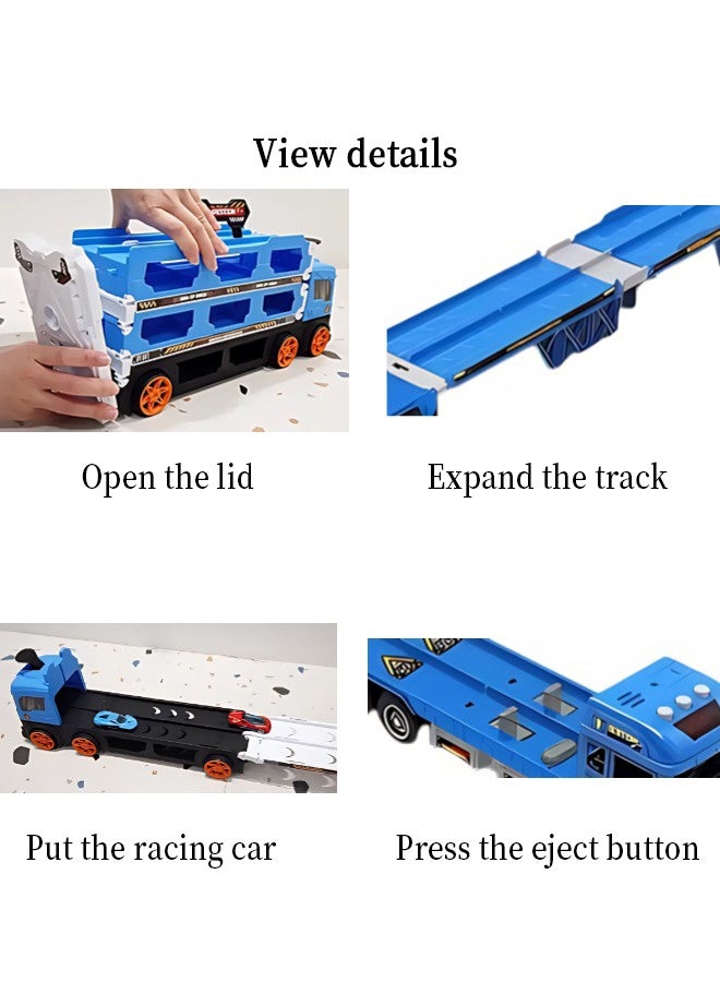 Vixplorn Children's racing car toys, children's racing toys, children's alloy transport truck toys, 90cm double track with catapult cars, 8 metal cars and foldable truck set, suitable for toddlers and girls aged 2-5 and up as a toy gift. - Image 3