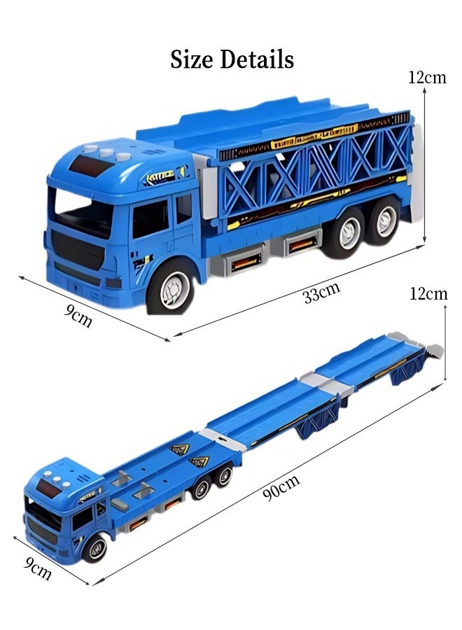 Vixplorn Children's racing car toys, children's racing toys, children's alloy transport truck toys, 90cm double track with catapult cars, 8 metal cars and foldable truck set, suitable for toddlers and girls aged 2-5 and up as a toy gift. - Image 5
