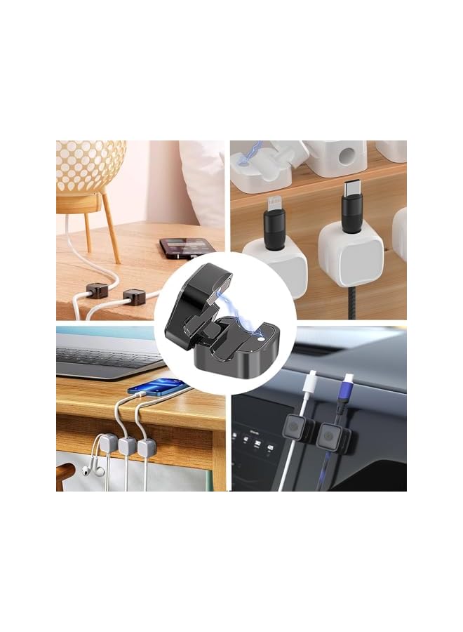 promass Magnetic Cable Clips 6 Pcs, Φ6.8mm Phone Charger Magnetic Cord Holder for Nightstand Self-Adhesive Wire Cord Organizer Cable Management Under Desk Computer Accessories Office Car Organization - Image 4