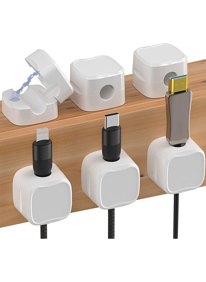 promass Magnetic Cable Clips 6 Pcs, Φ6.8mm Phone Charger Magnetic Cord Holder for Nightstand Self-Adhesive Wire Cord Organizer Cable Management Under Desk Computer Accessories Office Car Organization - Image 1