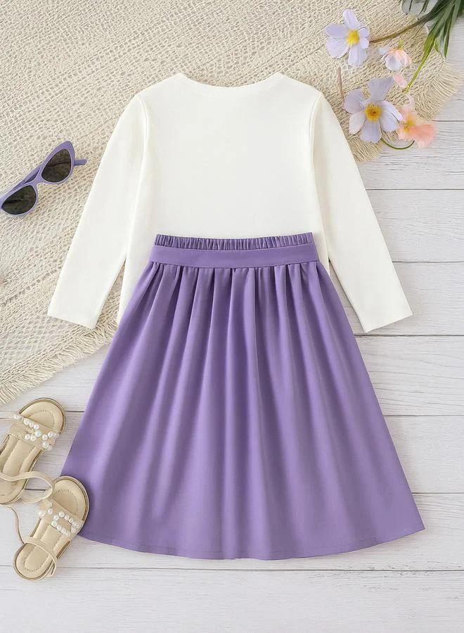 Take Two Graphic Printed Top with Elastic Waist Skirt Set