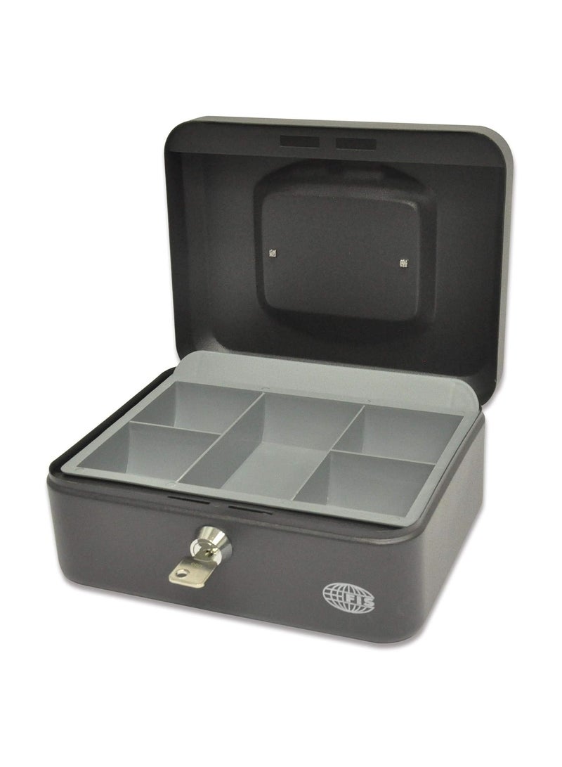 FIS Cash Box Steel Black Color With key lock, 200 x 160 x 90 mm, 8 Inch Lock Size - FSCPTS0032BK - Image 2