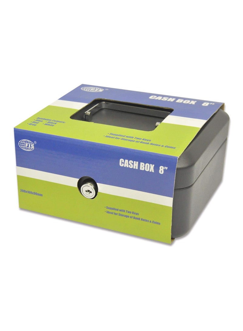 FIS Cash Box Steel Black Color With key lock, 200 x 160 x 90 mm, 8 Inch Lock Size - FSCPTS0032BK - Image 4