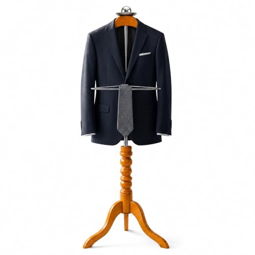 LOCOMOTO Wooden & Stainless Steel Coat Hanger Stand used in Home, Office & Showroom as Display Coat Stand (Teak Color. 45 Inch Height) - Image 2