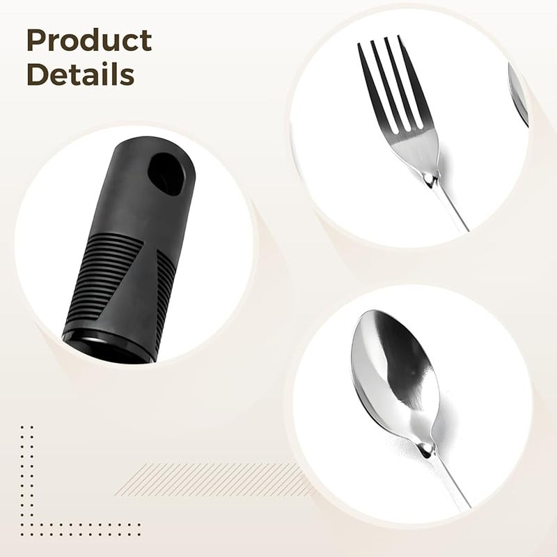 Adaptive Eating Utensils Set for Elderly Arthritis Parkinson with Soft Non Slip Handles - Image 3