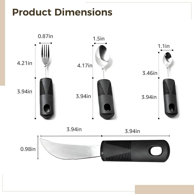 Adaptive Eating Utensils Set for Elderly Arthritis Parkinson with Soft Non Slip Handles - Image 5