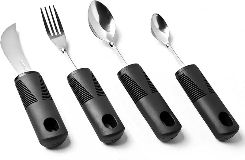 Adaptive Eating Utensils Set for Elderly Arthritis Parkinson with Soft Non Slip Handles - Image 1