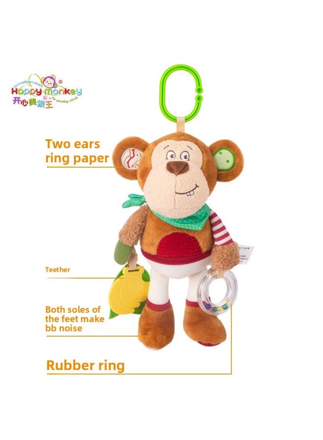 Happy Monkey Baby Stroller Pendant Comfort Doll Bedside Bell Baby Safety Seat Toy-Color:HM Doll Pendant Monkey - Image 1