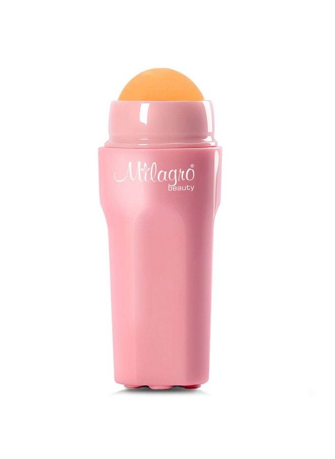 Milagro Beauty - Oil Absorbing Volcanic Face Roller Reusable Facial Skincare Tool For Athome & Onthego Oily Skin Care Mini Massage (Pink) - Image 1
