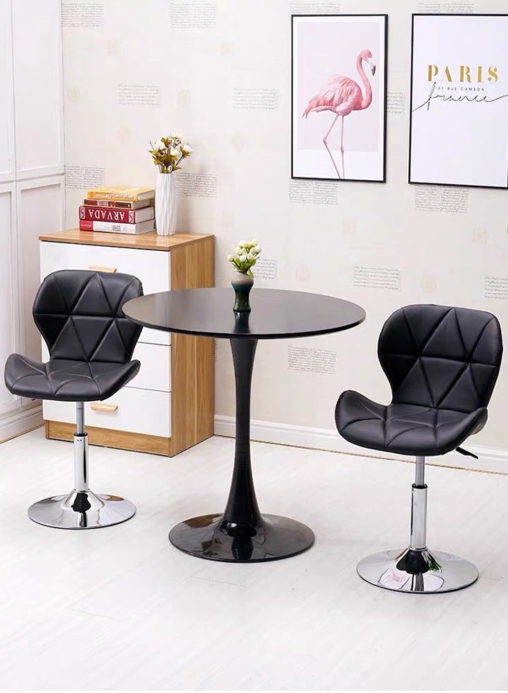 Bar Chair Bar Stool PU Leather Dining Chair with Back Rest Height Adjustable Swivel Pub Chair with Footrest for Home Kitchen Bar (2PCS Black) - Image 5