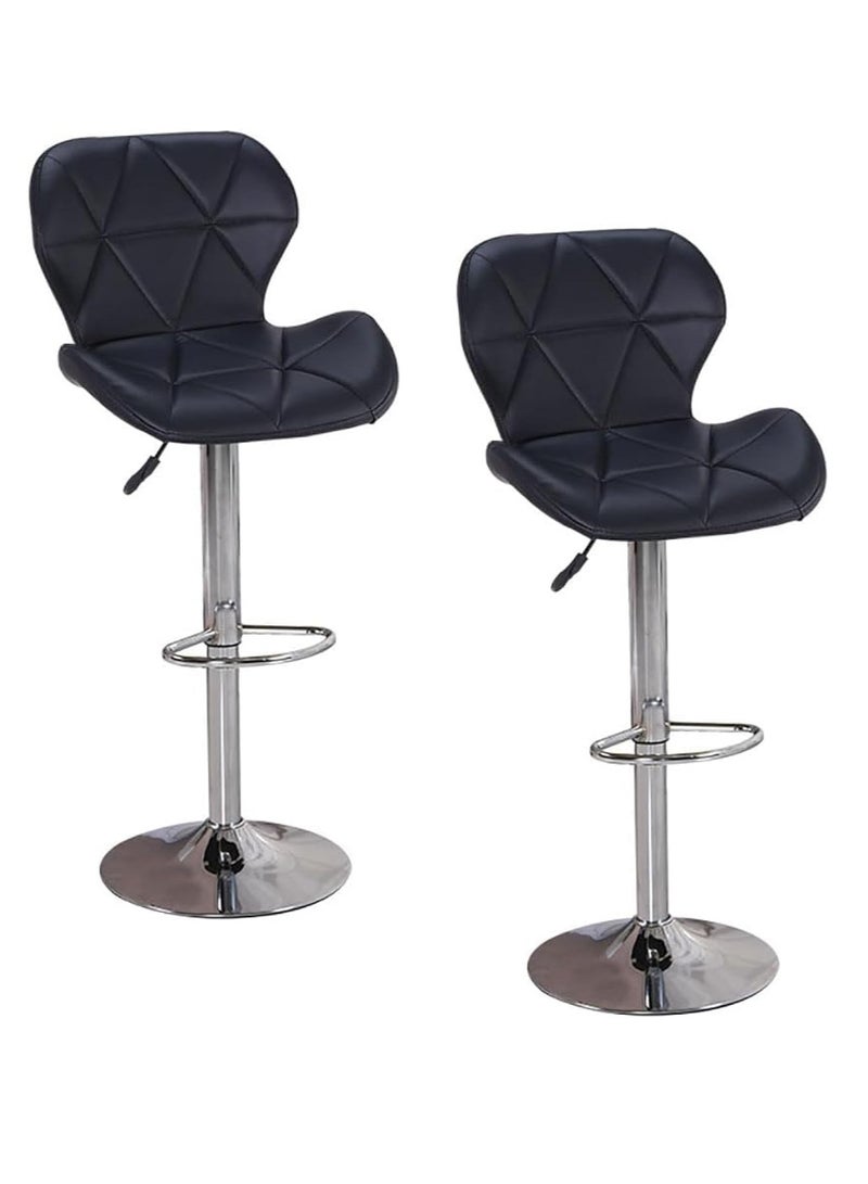 Bar Chair Bar Stool PU Leather Dining Chair with Back Rest Height Adjustable Swivel Pub Chair with Footrest for Home Kitchen Bar (2PCS Black) - Image 1