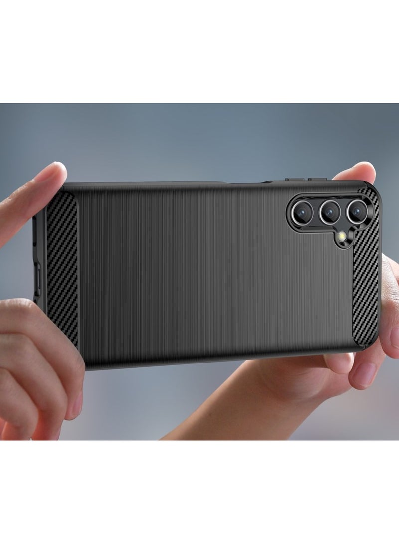 Cover Samsung Galaxy M44 5G , - Protection Brushed Carbon Fiber Cover Shockproof - Anti-Scratch Case Slip-Resistant - Black  - Image 2