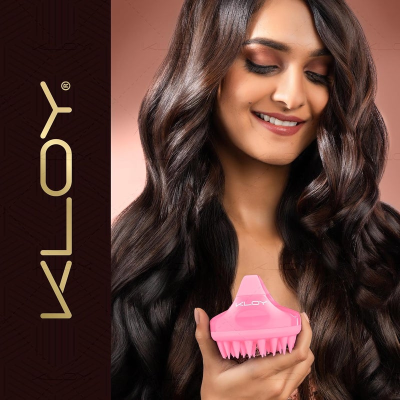 KLOY Hair Scalp Massager Shampoo Brush With Soft Silicone Bristles- Pink - Image 2
