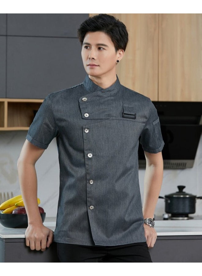 NIBEMINENT Apron  For Chef Restaurant Kitchen Clothes  Hotel Short Men Sleeve Coat Summer Jacket Uniform Cooking  - Image 1