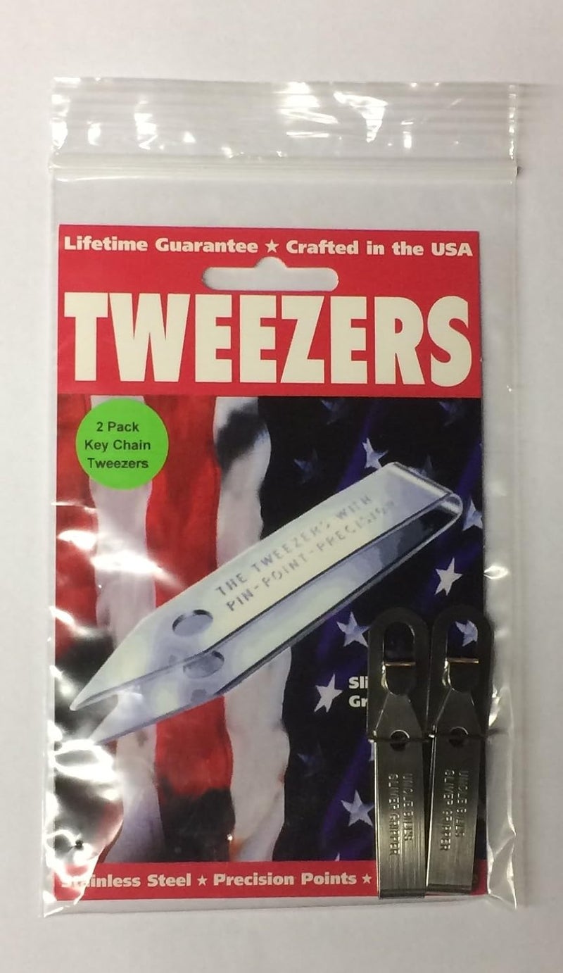 Sliver Gripper Silver Uncle Bills Precision Key Chain Tweezers - Pack of 2