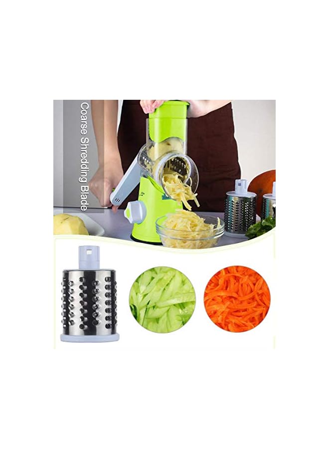 S-TOP Manual Mandoline Slicer Vegetable Fruit Cutter Cheese Shredder Rotary Drum Grater Nuts Grinder-3 Interchangeable Stainless Steel Blades - Image 4