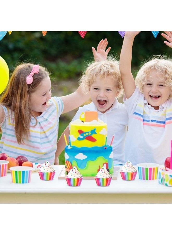 HOMESTAR 100 Pcs Cupcake Liners, Rainbow Color Muffin Liners, Greaseproof No Smell Small Cupcake Wrappers, Baking Cups - Image 3