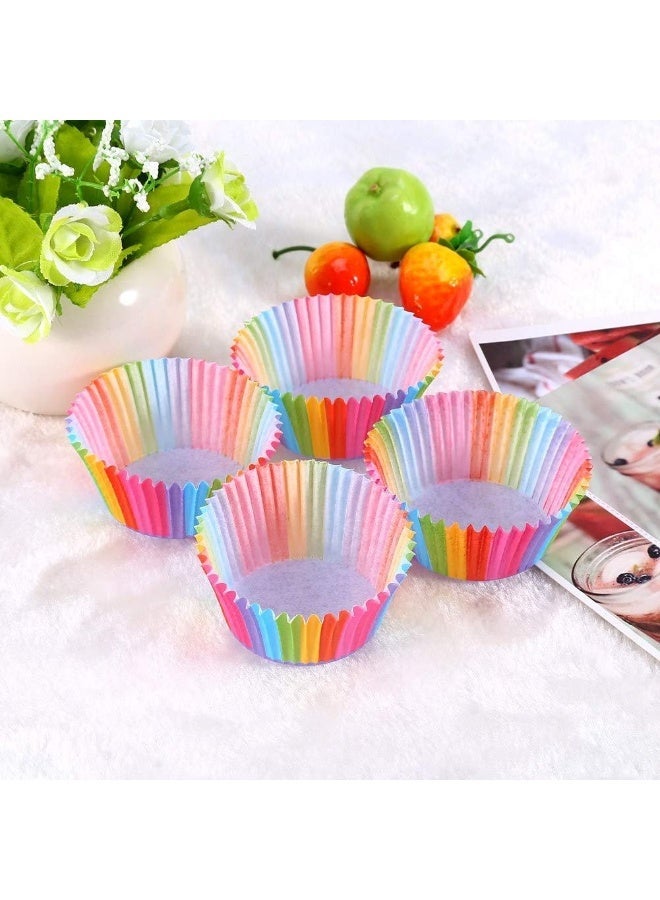 HOMESTAR 100 Pcs Cupcake Liners, Rainbow Color Muffin Liners, Greaseproof No Smell Small Cupcake Wrappers, Baking Cups - Image 5