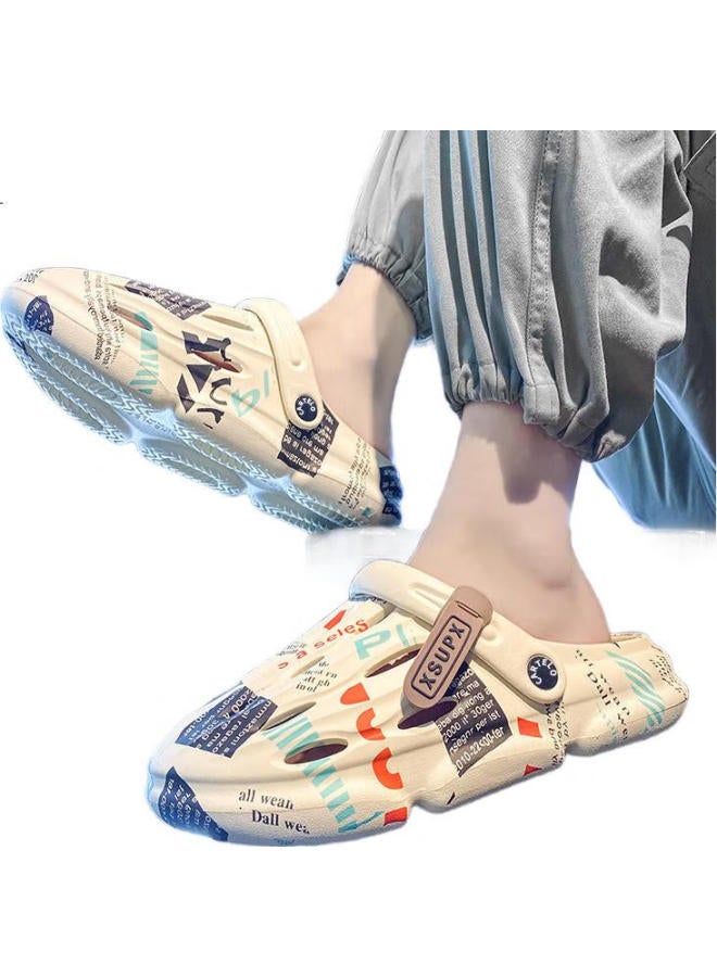 Cartelo Men'S Summer Breathable Hollow Slippers Men'S Dual-Use Beach Shoes Beige Size 40-41 - Image 2