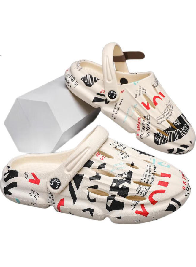 Cartelo Men'S Summer Breathable Hollow Slippers Men'S Dual-Use Beach Shoes Beige Size 40-41 - Image 1