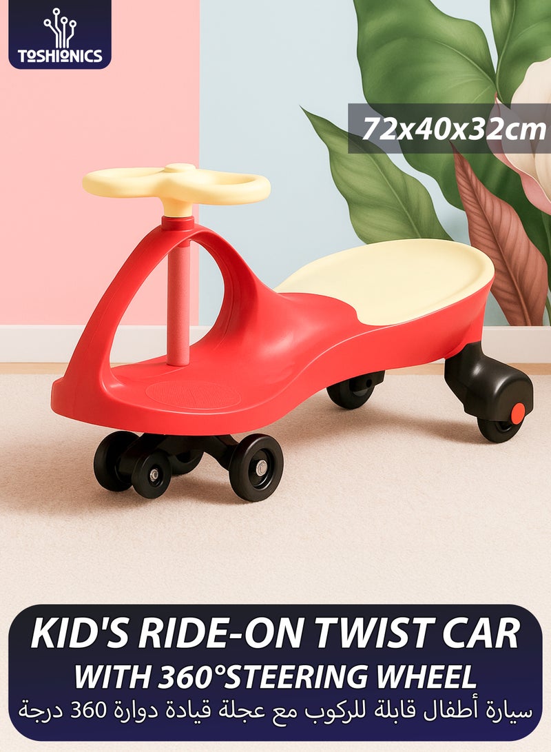 Kid’s Ride-On Twist Car Swing Car – PU Wheels, Anti-Rollover Design, BPA-Free, 360° Steering – Indoor Outdoor Ride-On Toy for Boys & Girls 3+ Years