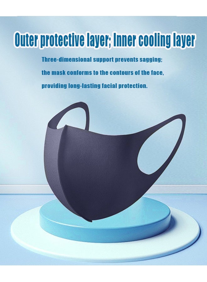 10 Colors Reusable Face Mask, Larger Size Breathable Cooling Face Mask, 3D Contoured Skin-Friendly Face Masks with Elastic Ear Loops for Men Women Daily Use - Image 3