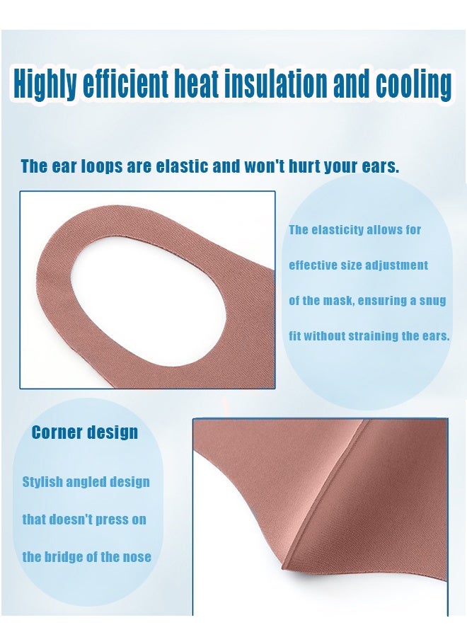 10 Colors Reusable Face Mask, Larger Size Breathable Cooling Face Mask, 3D Contoured Skin-Friendly Face Masks with Elastic Ear Loops for Men Women Daily Use - Image 4