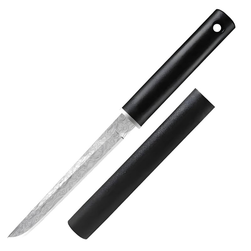 Fronitoola 3.8 Inch Ultra-Sharp Blade Knife with Stainless Steel, Damascus Pattern Blade Knife - Rust-Resistant, Durable & Portable, Multipurpose Fruit Knives with Sheath for Home (Pack of 1, Black) - Image 1