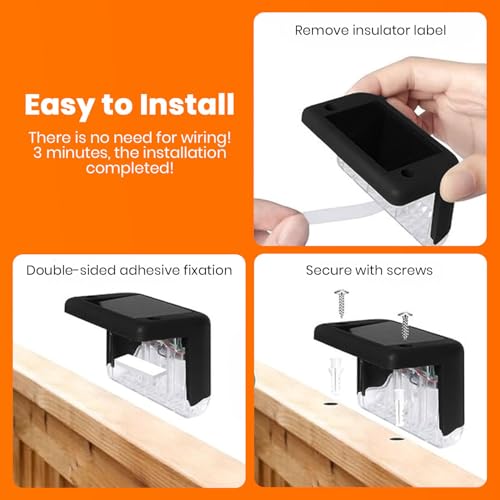 EMBOX Solar Light Outdoor Garden Waterproof Stair Deck Pool Patio Fence Gate Yard Floor Step Railing Window Balcony Sunlight Pathway (Black 4, Standard) - Image 2