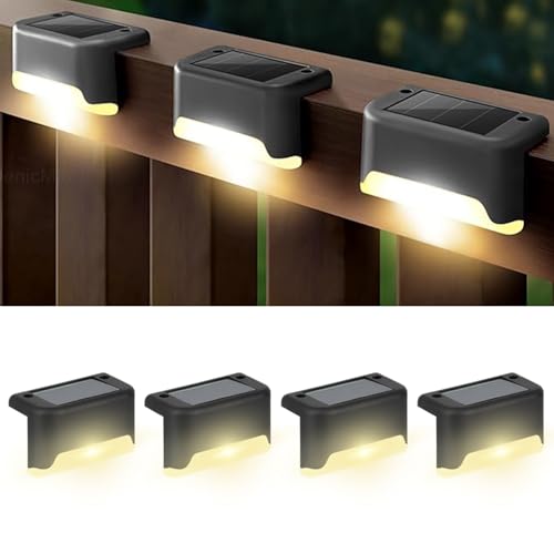 EMBOX Solar Light Outdoor Garden Waterproof Stair Deck Pool Patio Fence Gate Yard Floor Step Railing Window Balcony Sunlight Pathway (Black 4, Standard) - Image 1