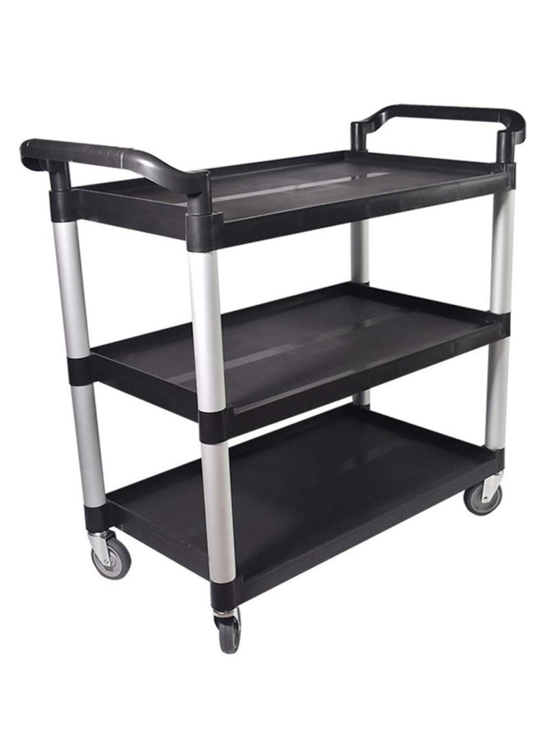 فلوريت عربة خدمة بعجلات قابلة للقفل بحجم كبير عربة مطعم بلاستيكية شديدة التحمل عربة تجارية متعددة الاستخدامات للمكتب والمستودعات - Image 1