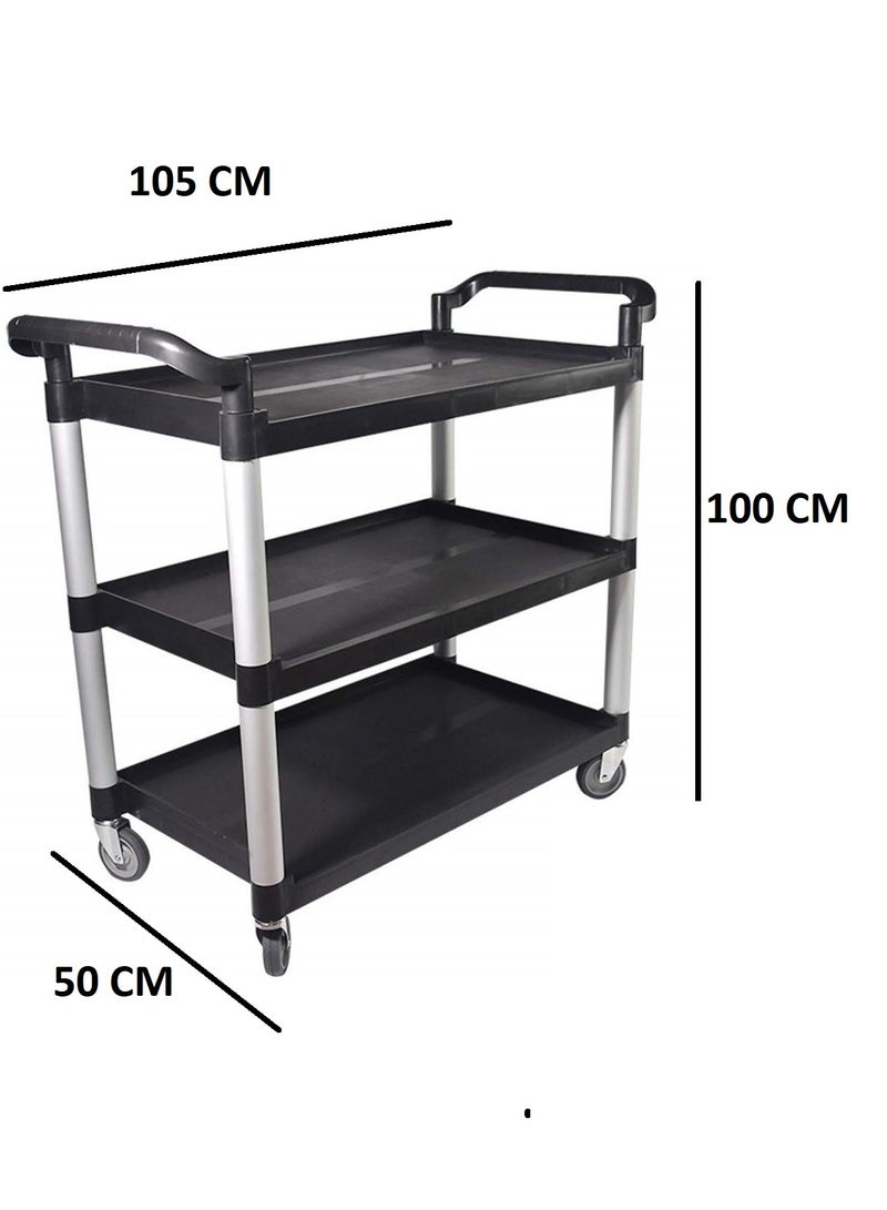 فلوريت عربة خدمة بعجلات قابلة للقفل بحجم كبير عربة مطعم بلاستيكية شديدة التحمل عربة تجارية متعددة الاستخدامات للمكتب والمستودعات - Image 2