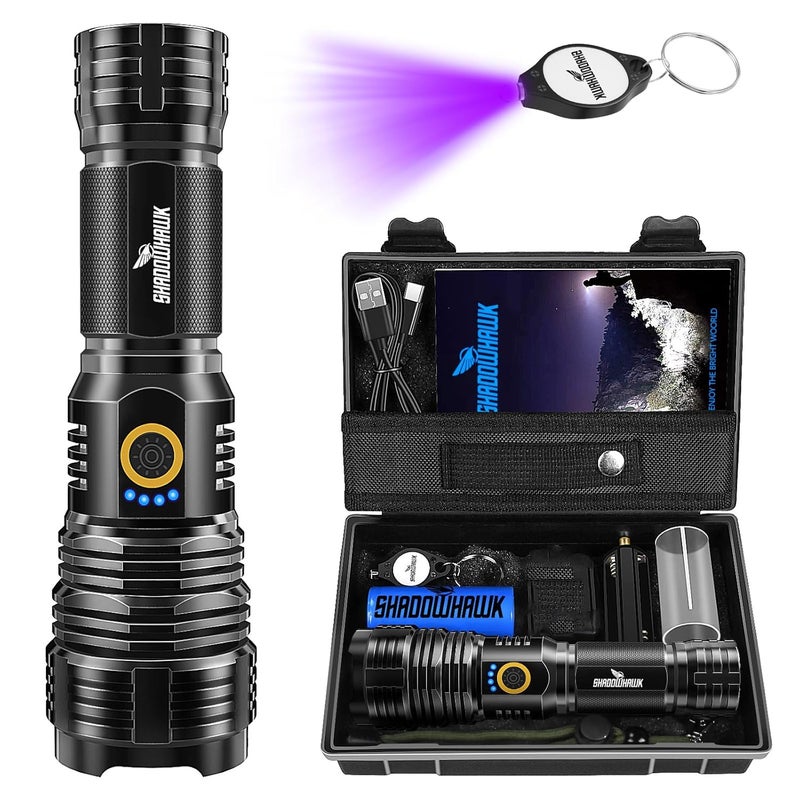 Shadowhawk Led Torch Light Rechargeable 10000 Lumens Flash Light Torch Light High Power XHP702 Powerful Charging Torch Long Range Torchlight high Beam Torch Light for Trekking Hunting Emergency - Image 1