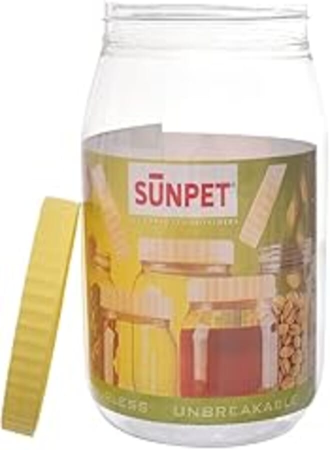 Sunpet round jar 4000 ml transparent with a yellow lid