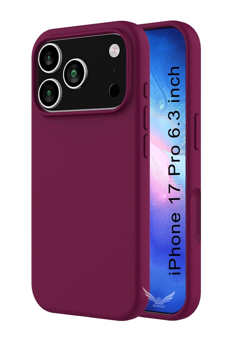 بورتوني غطاء iPhone 17 Pro من السيليكون الناعم لهاتف iPhone 17 Pro داخل بطانة من الألياف الدقيقة حافظة واقية مضادة للصدمات لهاتف iPhone 17 Pro 6.3 بوصة - Image 1