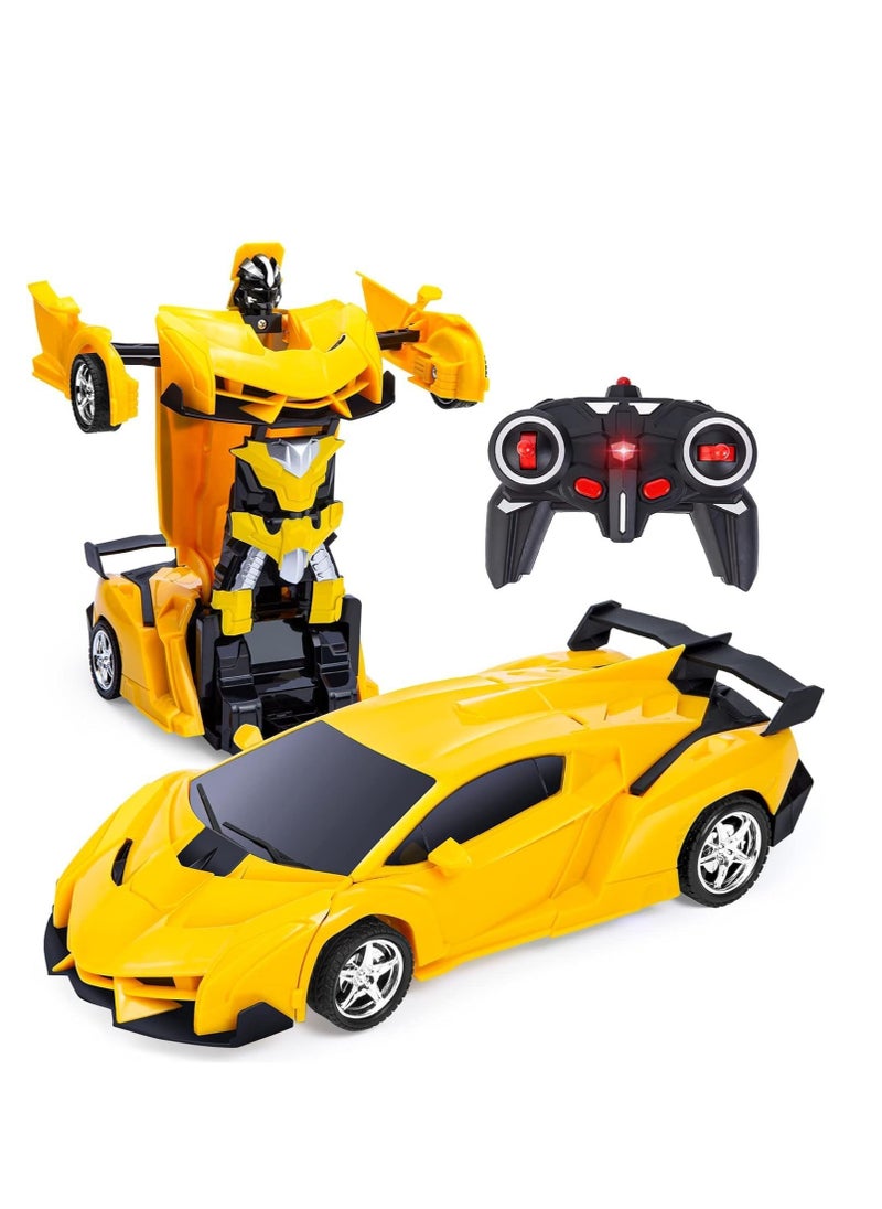 UniTrain Remote Control Transformer Car Robot Toy for Boys 1:18 - Drift RC Car Robot with Lights, Sounds, Soft Grip Tires, 360 Degree Turning - Birthday & Hobby Gift for Toddlers  - Image 1