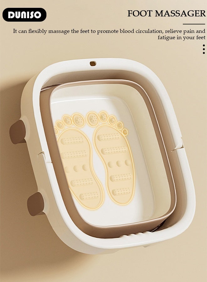 DUNISO Collapsible Foot Soak Tub Foldable Foot Bath Tub With Cover Large Capacity Foot Washing Basin Portable Foot Bath Basin for Soaking Feet Storable Plastic Foot Soaking Tub for At Home Relax Foot Spa Treatment  - Image 3