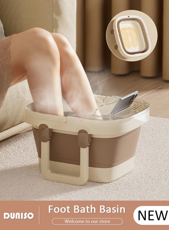 DUNISO Collapsible Foot Soak Tub Foldable Foot Bath Tub With Cover Large Capacity Foot Washing Basin Portable Foot Bath Basin for Soaking Feet Storable Plastic Foot Soaking Tub for At Home Relax Foot Spa Treatment  - Image 1