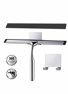 XiuWoo Shower Squeegee, Window Wiper Stainless Steel Cleaner With Self Adhesive Hook, Replaceable Blades Cleansing for Bathroom Household Kitchen Mirror Car Glass Door  - Image 3