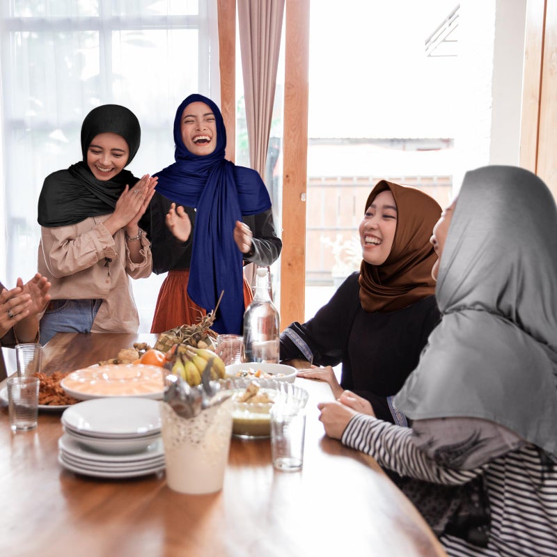 Vabean 4 Pcs Instant Hijab for Women Jersey Hijabs Pinless Ramadan Islamic Muslim Head Wraps Premium Head Scarf Shawl turban(Coffee, Navy Blue, Black, Gray) - Image 5